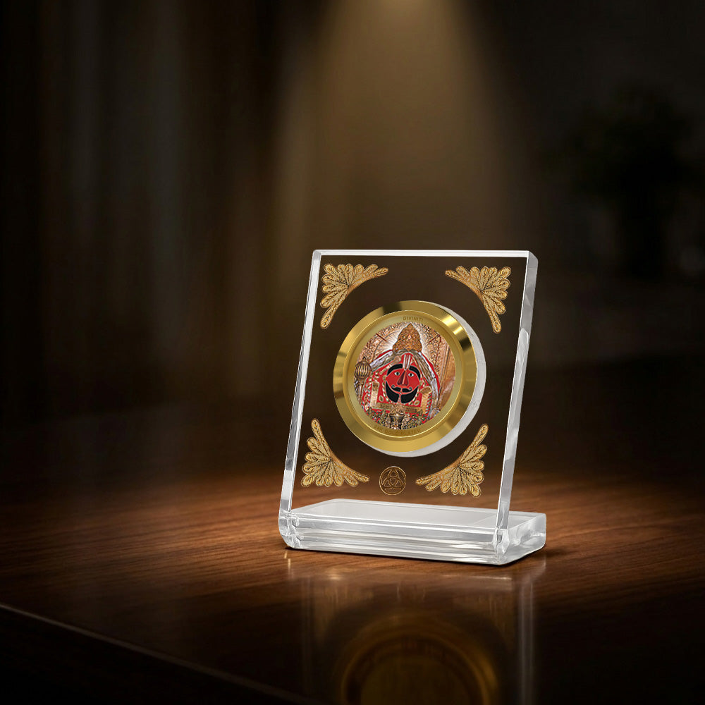 24K Gold Plated Salasar Balaji Acrylic Car Dashboard Frame | 8x7 CM