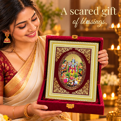 24K Gold-Plated Lord Satyanarayan Frame | Premium Gift Box | 26x20 CM