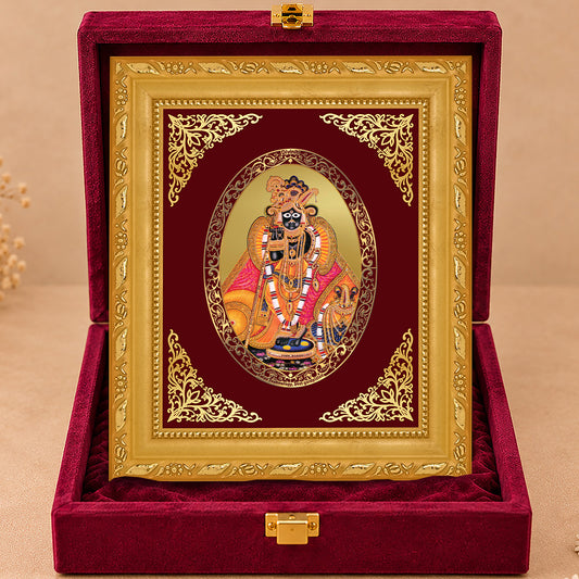 24K Gold-Plated Lord Banke Bihari Ji Frame | Premium Gift Box | 16x13.5 CM