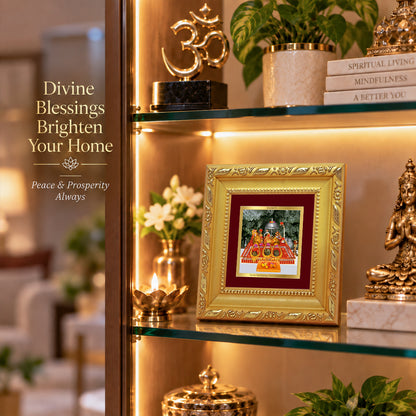 24K Gold-Plated Vaishno Devi Mata Ka Darbar Frame | Premium Gift Box | 10x10 CM