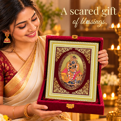 24K Gold-Plated Banke Bihari Ji Frame | Premium Gift Box | 26x20 CM