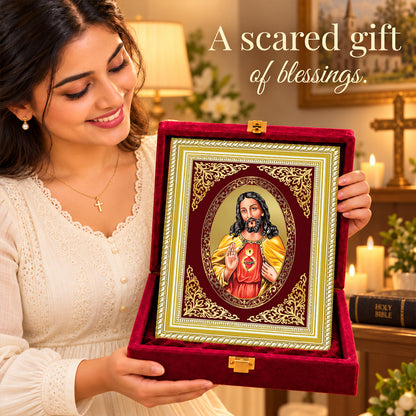 24K Gold-Plated Jesus BG Frame | Premium Gift Box | 26x20 CM