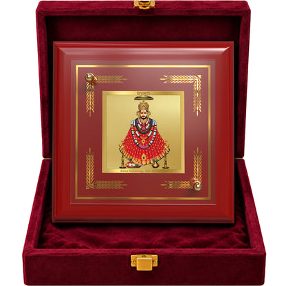 24K Gold-Plated Lord Khatu Shyam MDF Frame | Premium Gift Box | 10x10 CM