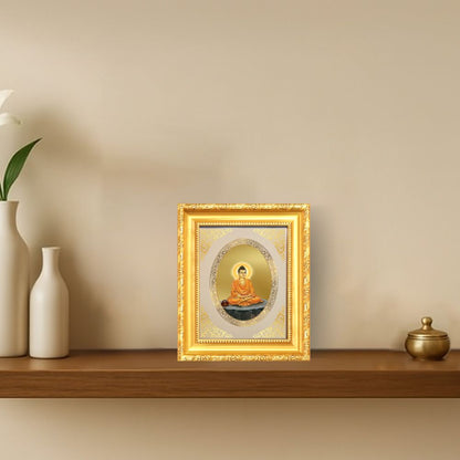 Lord Buddha Divine Peace & Mindfulness Sacred Royal Tabletop Frame in 24K Gold Plated Foil