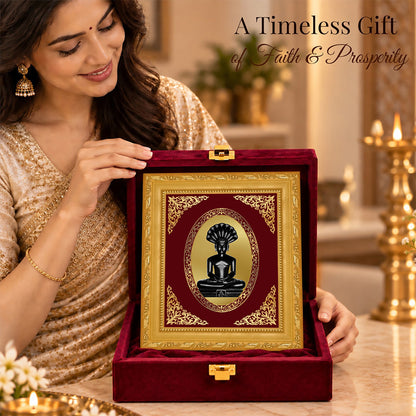 24K Gold-Plated Parshwanath Ji BG Frame | Premium Gift Box | 16 X 13.5 CM