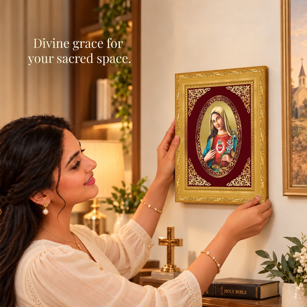 24K Gold-Plated Mother Mary Frame | Premium Gift Box | 17.5x21.5 CM