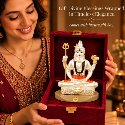 DIVINITI 999 Silver-Plated Shiva Idol for Car & Home | Gift Box | 8x7 CM
