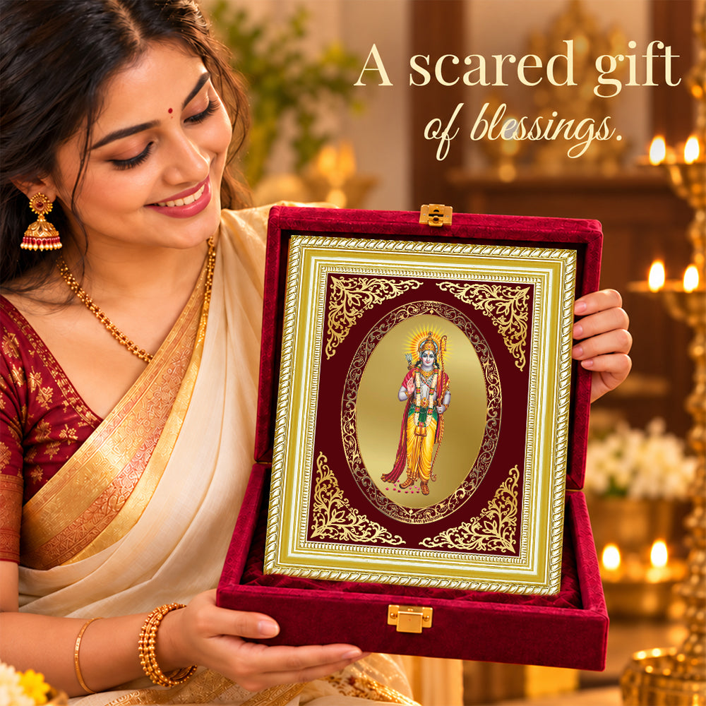 24K Gold-Plated Lord Ram Ji Frame | Premium Gift Box | 26x20 CM
