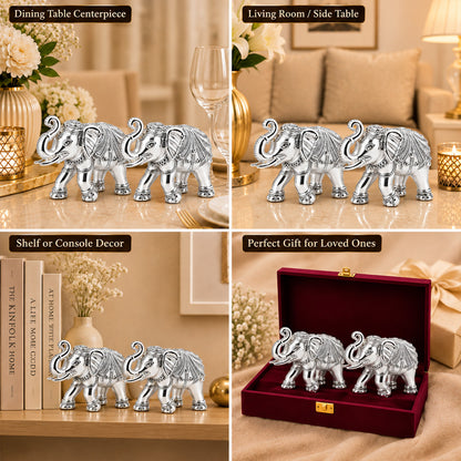 999 Silver-Plated Elephant Pair | Premium Gift Box | 6x8 CM