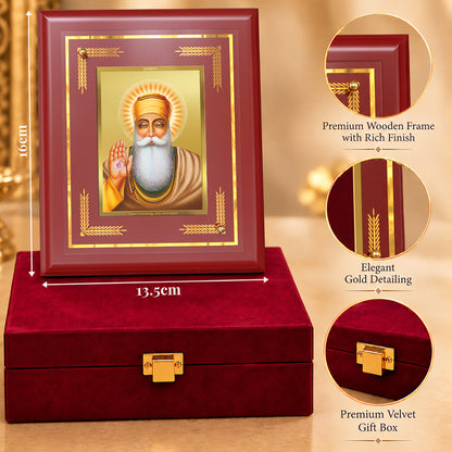 24K Gold-Plated Guru Nanak Dev Ji MDF Frame | Premium Gift Box | 16 X 13.5 CM