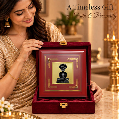 24K Gold-Plated Lord Parshwanath Ji MDF Frame | Premium Gift Box | 10x10 CM