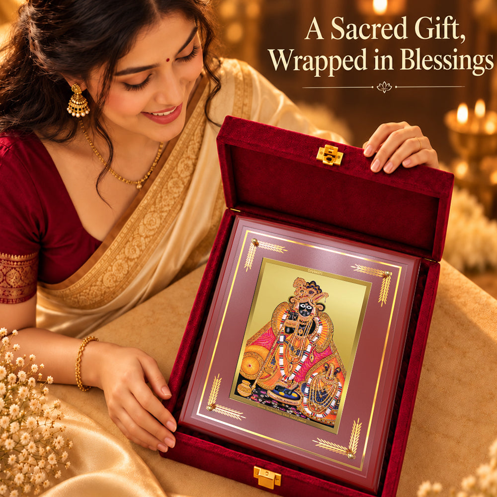 24K Gold-Plated Lord Banke Bihari MDF Frame | Premium Gift Box | 27x35 CM