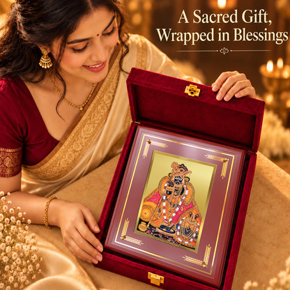 24K Gold-Plated Lord Banke Bihari MDF Frame | Premium Gift Box | 27x35 CM