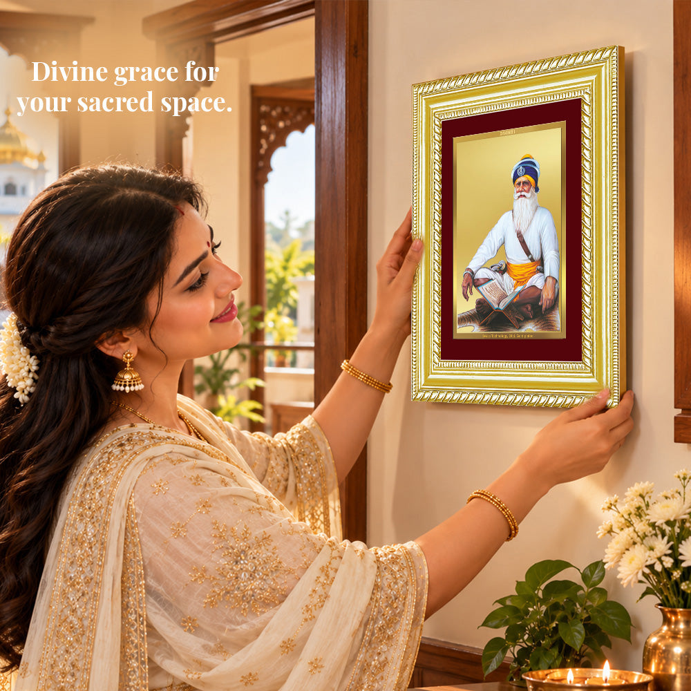 24K Gold-Plated Baba Deep Singh Frame | Premium Gift Box | 17.5x21.5 CM