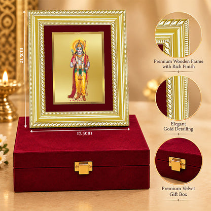 24K Gold-Plated Lord Ram Ji Frame | Premium Gift Box | 21.5x17.5 CM