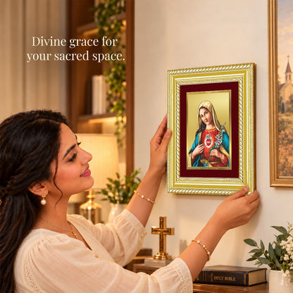 24K Gold-Plated Mother Mary Frame | Premium Gift Box | 17.5x21.5 CM