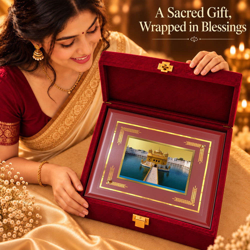 24K Gold-Plated Golden Temple MDF Frame | Premium Gift Box | 35x27 CM
