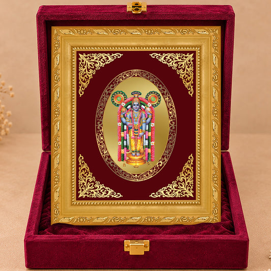 24K Gold-Plated Guruvayurappan Frame | Premium Gift Box | 16x13.5 CM