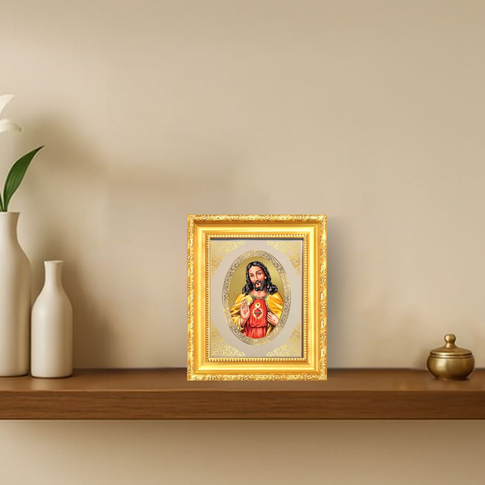 Jesus Christ Divine Christian Sacred Faith & Redemption Royal Tabletop Frame in 24K Gold Plated Foil