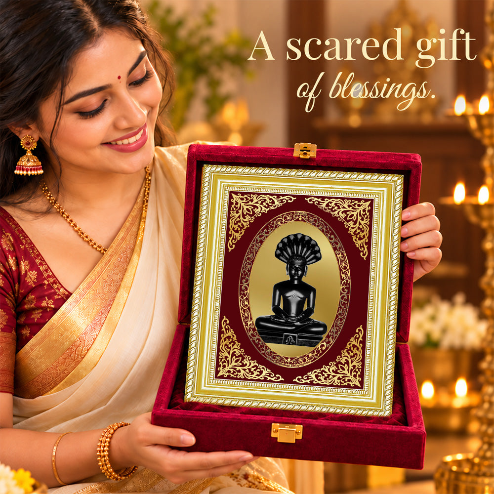 24K Gold-Plated Parshwanath Ji BG Frame | Premium Gift Box | 26x20 CM