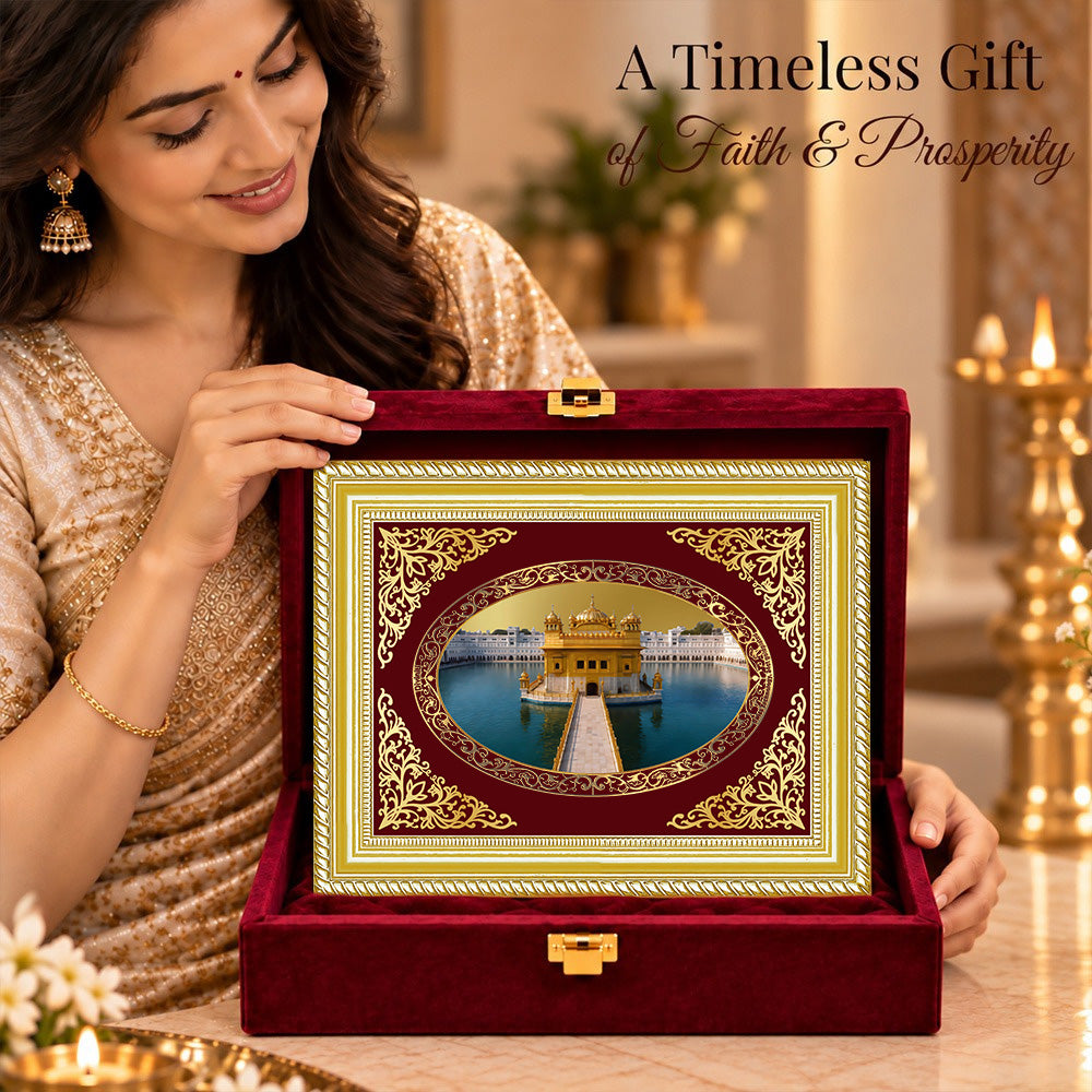 24K Gold-Plated Golden Temple BG Frame | Premium Gift Box | 26x20 CM