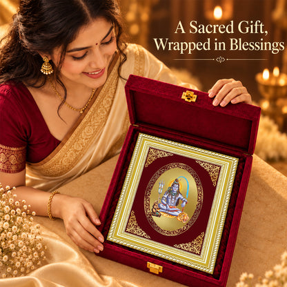 24K Gold-Plated Lord Shiva Frame | Premium Gift Box | 35x27 CM