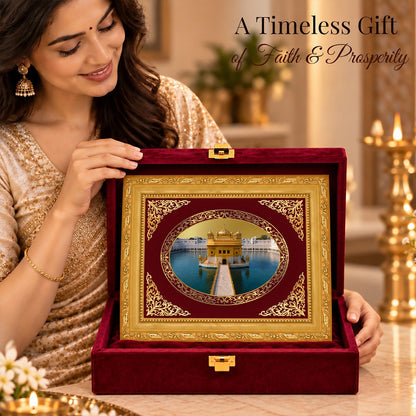24K Gold-Plated Golden Temple BG Frame | Premium Gift Box | 16 X 13.5 CM
