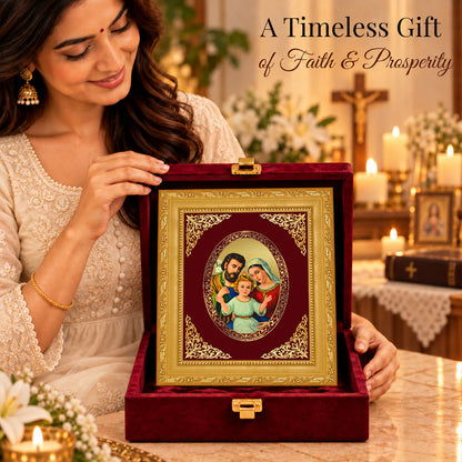 24K Gold-Plated Holy Family BG Frame | Premium Gift Box | 16 X 13.5 CM