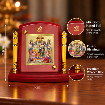 24K Gold-Plated Ram Darbar MDF Car Dashboard Frame | 7.5x9 CM