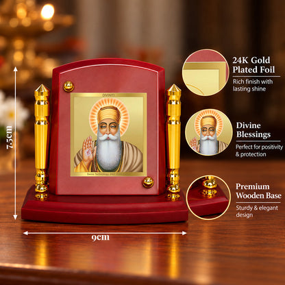 24K Gold-Plated Guru Nanak Dev Ji MDF Car Dashboard Frame | 7.5x9 CM