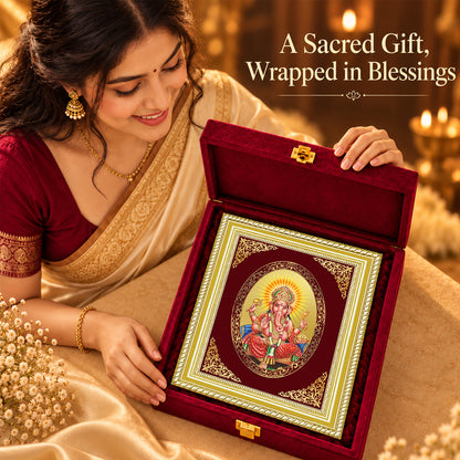 24K Gold-Plated Lord Ganesha Frame | Premium Gift Box | 35x27 CM