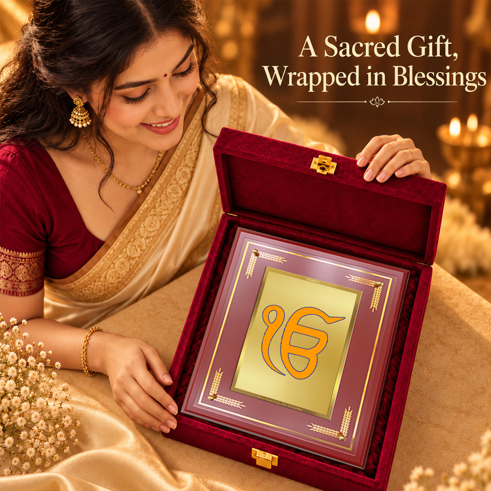 24K Gold-Plated Ik Onkar MDF Frame | Premium Gift Box | 27x35 CM