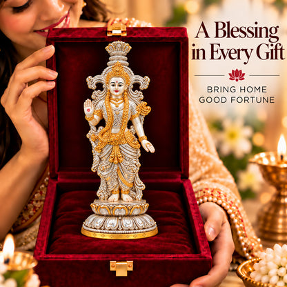 999 Silver-Plated Dual-Tone Radha Rani Idol | Premium Gift Box | 36x9 CM