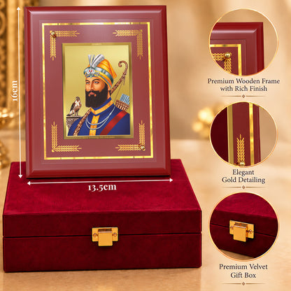 24K Gold-Plated Guru Gobind Singh Ji MDF Frame | Premium Gift Box | 16 X 13.5 CM