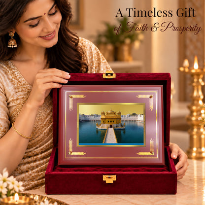 24K Gold-Plated Golden Temple MDF Frame | Premium Gift Box | 21.5x17.5 CM