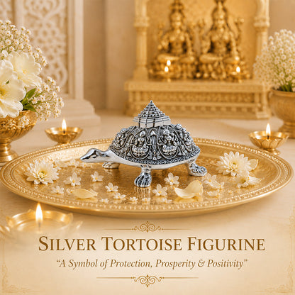 Diviniti 999 Silver Plated Ashta Lakshmi Vastu Tortoise with Sri Yantra & Premium Gift Box