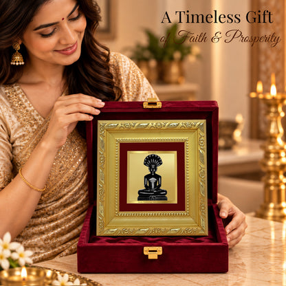 24K Gold-Plated Lord Parshwanath Ji Frame | Premium Gift Box | 10x10 CM
