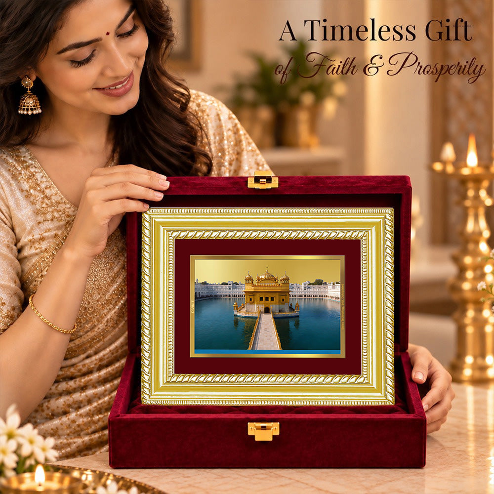 24K Gold-Plated Golden Temple Frame | Premium Gift Box | 21.5x17.5 CM