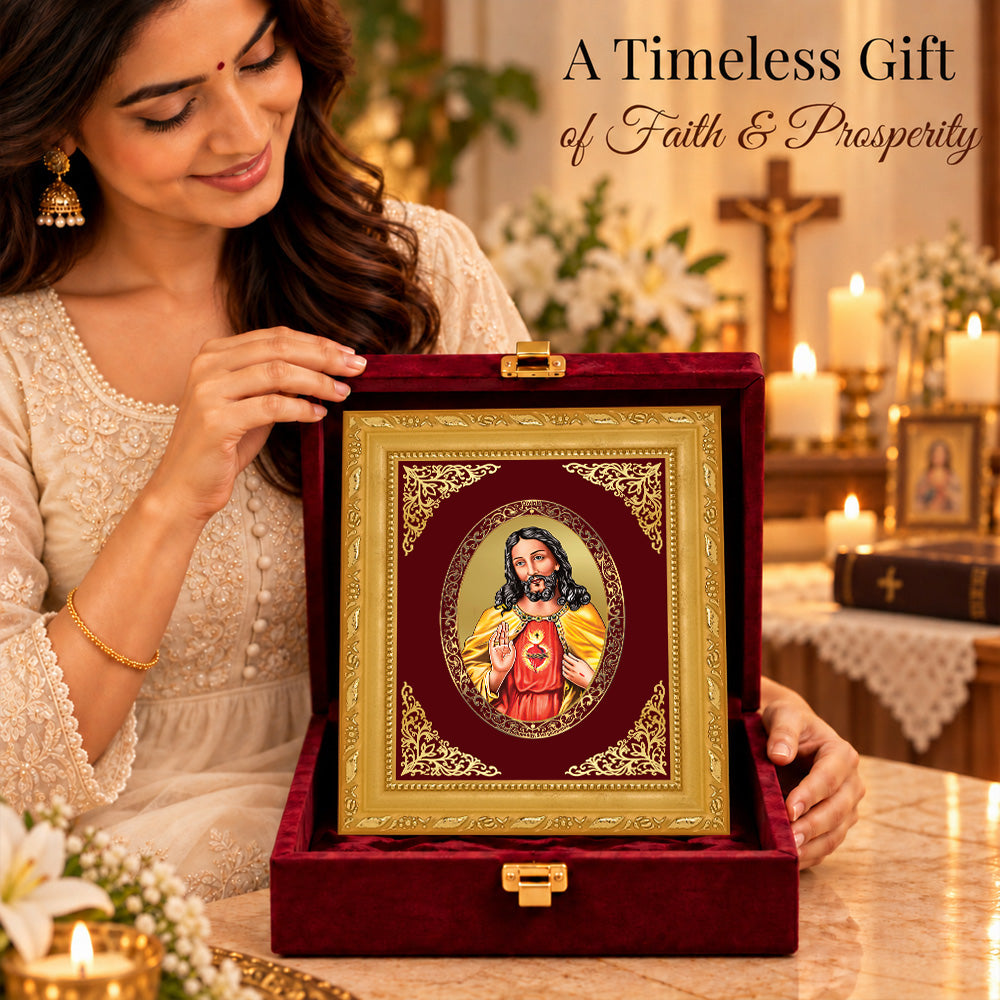 24K Gold-Plated Jesus Christ BG Frame | Premium Gift Box | 16 X 13.5 CM