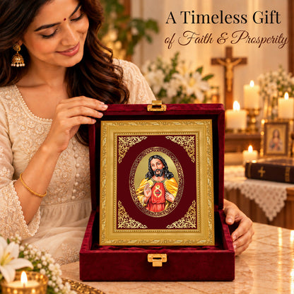24K Gold-Plated Jesus Christ BG Frame | Premium Gift Box | 16 X 13.5 CM