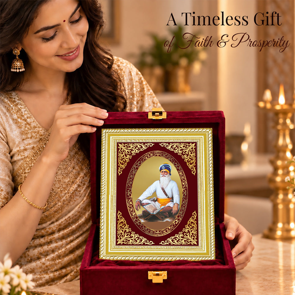 24K Gold-Plated Baba Deep Singh BG Frame | Premium Gift Box | 26x20 CM