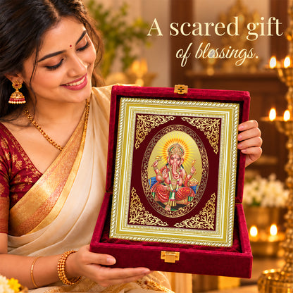 24K Gold-Plated Ganesha Frame | Premium Gift Box | 26x20 CM