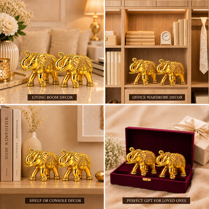 999 Gold-Plated Elephant Pair | Premium Gift Box | 6x8 CM