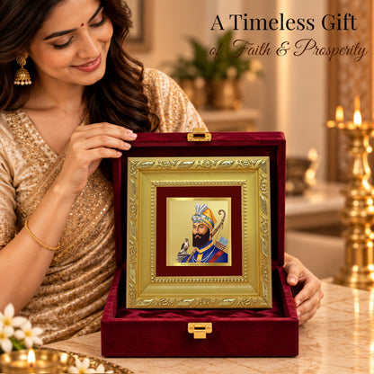 24K Gold-Plated Guru Gobind Singh Frame | Premium Gift Box | 10x10 CM