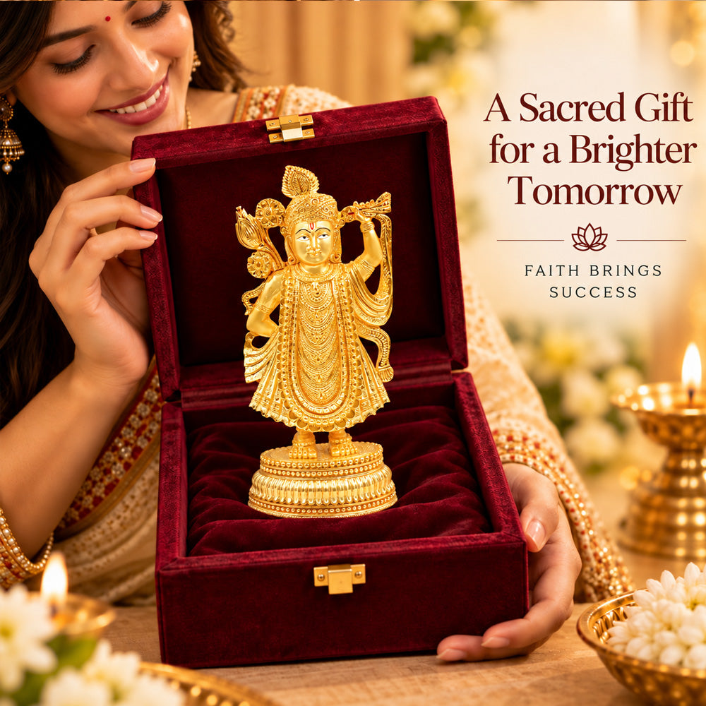 24K Gold-Plated Shrinath Ji Idol | Premium Gift Box | 25x11.5 CM
