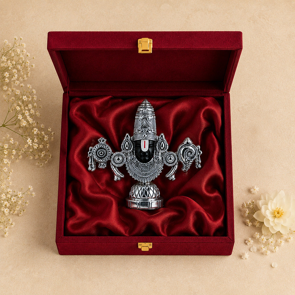 Diviniti 999 Silver Plated Tirupati Balaji Idol with Premium Gift Box
