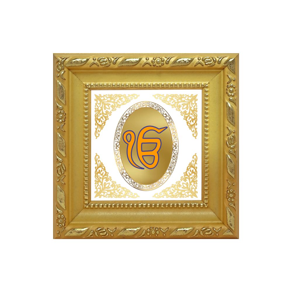 Ik Onkar | Sacred Sikh Symbol Royal Tabletop Photo Frame in 24K Gold Plated Foil