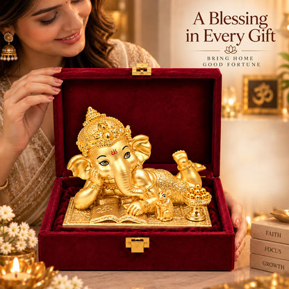 24K Gold-Plated Bal Ganesha Idol | Premium Gift Box | 12x14 CM