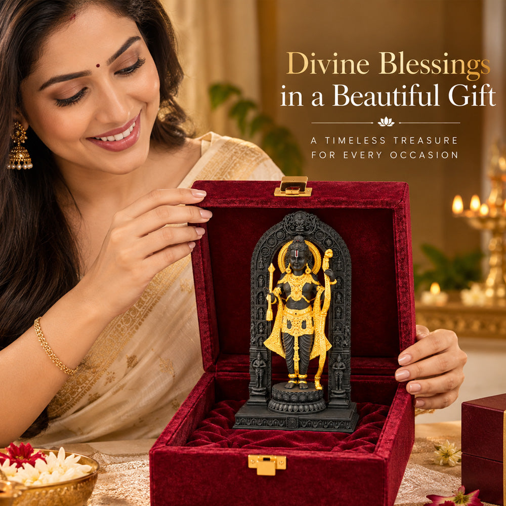 24K Gold-Plated Ram Lalla Idol | Premium Gift Box | 18x10 CM