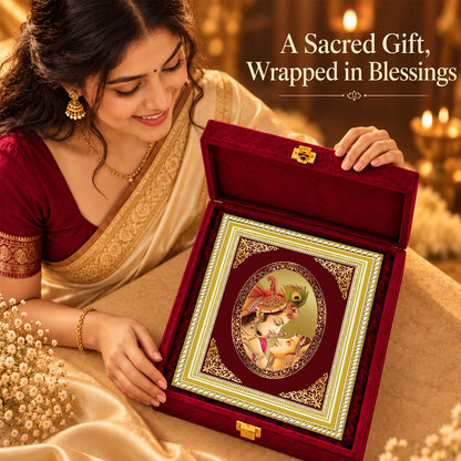 24K Gold-Plated Radha Krishna Frame | Premium Gift Box | 35x27 CM